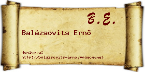 Balázsovits Ernő névjegykártya